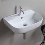 Scarabeo 1811 Modern White Ceramic Wall Mounted or Vessel Sink