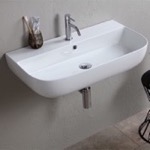 Scarabeo 1812 Modern White Ceramic Wall Mounted or Vessel Sink