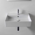 Scarabeo 5111 Rectangular White Ceramic Wall Mounted or Vessel Sink