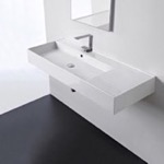 Scarabeo 5121 Rectangular Ceramic Wall Mounted or Vessel Sink With Counter Space