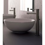 Bathroom Sink, Scarabeo 8009, Round White Ceramic Vessel Sink