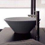 Bathroom Sink, Scarabeo 8010, Round White Ceramic Vessel Sink