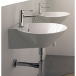 Bathroom Sink, Scarabeo 8010/R, Round White Ceramic Wall Mounted or Vessel Sink