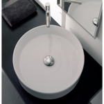 Bathroom Sink, Scarabeo 8029, Round White Ceramic Vessel Sink