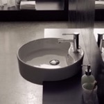 Bathroom Sink, Scarabeo 8029/D, Round White Ceramic Semi-Recessed Sink