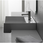 Bathroom Sink, Scarabeo 8031/D, Square White Ceramic Semi-Recessed Sink