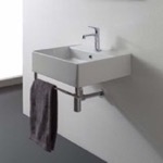 Scarabeo 8031/R-40-TB Square Wall Mounted Ceramic Sink With Polished Chrome Towel Bar