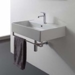 Scarabeo 8031/R-80-TB Rectangular Wall Mounted Ceramic Sink With Polished Chrome Towel Bar