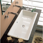 Scarabeo 8033-No Hole Rectangular White Ceramic Drop In or Vessel Sink