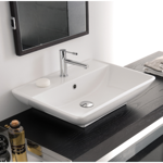 Scarabeo 8046/R Rectangular White Ceramic Wall Mounted or Vessel Sink