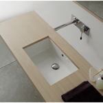 Bathroom Sink, Scarabeo 8090, 18 Inch Rectangular Ceramic Undermount Sink