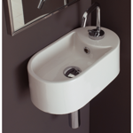 Scarabeo 8093/B Oval-Shaped White Ceramic Wall Mounted Sink