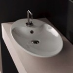 Scarabeo 8097 Oval-Shaped White Ceramic Vessel Sink