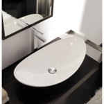 Bathroom Sink, Scarabeo 8206, Oval-Shaped White Ceramic Vessel Sink