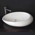 Scarabeo 8601 Oval Shaped White Ceramic Vessel Bathroom Sink