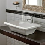 Bathroom Sink, Scarabeo 4002, Rectangular White Ceramic Vessel Sink