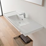 Scarabeo 3007 Rectangular White Ceramic Drop In or Wall Mounted Bathroom Sink