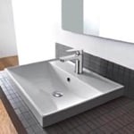 Scarabeo 3001 Square White Ceramic Drop In or Wall Mounted Bathroom Sink