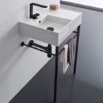 Scarabeo 5114-CON-BLK Ceramic Console Sink and Matte Black Stand