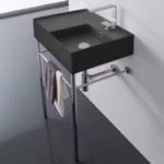 Scarabeo 5117-49-CON Matte Black Ceramic Console Sink and Polished Chrome Stand