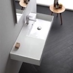 Scarabeo 5120 Rectangular Ceramic Wall Mounted or Vessel Sink With Counter Space