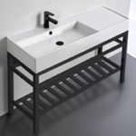 Scarabeo 5121-CON2-BLK 48 Inch Console Sink Bathroom Vanity With Metal Black Stand - Modern