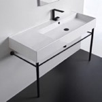 Scarabeo 5122-CON-BLK Ceramic Console Sink and Matte Black Stand