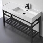 Scarabeo 5122-CON2-BLK 48 Inch Console Sink Bathroom Vanity With Metal Black Stand - Modern