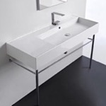 Scarabeo 5122-CON Rectangular Ceramic Console Sink and Polished Chrome Stand, 48 Inch