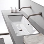 Scarabeo 5136 Rectangular White Ceramic Trough Undermount Sink