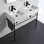 Scarabeo 5142-CON-BLK Double Console Sink, Modern, 40 Inch