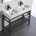 Scarabeo 5142-CON2-BLK Double Modern Console Sink Vanity, 40 Inch