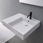 Scarabeo 5148 Rectangular Ceramic Wall Mounted or Vessel Sink With Counter Space