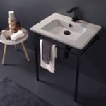 Scarabeo 5210-CON-BLK Ceramic Console Sink and Matte Black Stand