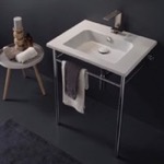 Scarabeo 5210-CON Ceramic Console Sink and Polished Chrome Stand