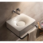 Bathroom Sink, Scarabeo 6001, Rectangular White Ceramic Wall Mounted or Vessel Sink