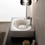 Scarabeo 6003 Rectangular White Ceramic Wall Mounted or Vessel Sink