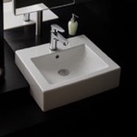Scarabeo 8025/D 20 Inch Square Ceramic Semi-Recessed Sink