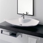 Scarabeo 8053/R Oval-Shaped White Ceramic Vessel Sink
