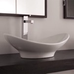 Scarabeo 8207 Oval-Shaped White Ceramic Vessel Sink