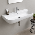 Scarabeo 1813 Modern White Ceramic Wall Mounted or Vessel Sink
