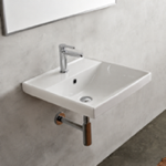 Scarabeo 3004 Rectangular White Ceramic Wall Mounted or Drop In Bathroom Sink
