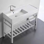 Scarabeo 5119-CON2 Modern Ceramic Console Sink With Counter Space and Chrome Base