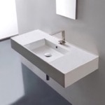 Scarabeo 5124 Rectangular Ceramic Wall Mounted or Vessel Sink With Counter Space
