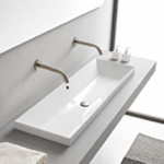 Scarabeo 5153 Rectangular White Ceramic Trough Drop In Sink
