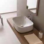 Scarabeo 5501 Round White Ceramic Vessel Bathroom Sink