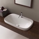 Scarabeo 5512 Oval White Ceramic Drop In Sink