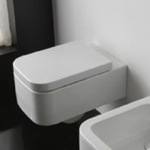 Scarabeo 8301 Modern Wall Mount Toilet, Ceramic, Squared