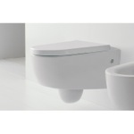 Scarabeo 8048 Modern Wall Mount Toilet, Ceramic, Rounded