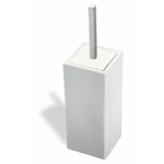 StilHaus 633-36 White Ceramic Toilet Brush Holder with Satin Nickel Handle